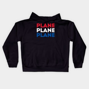 Plane Plane Plane Red White and Blue Kids Hoodie